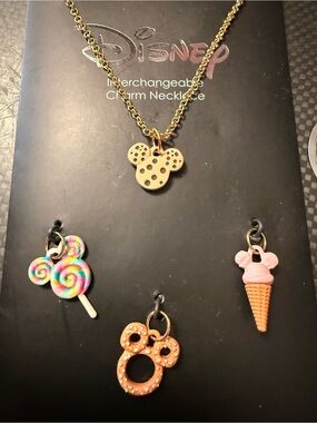 Disney Gold-Tone Interchangeable Charm Necklace with Pink & Multicolor Sweets